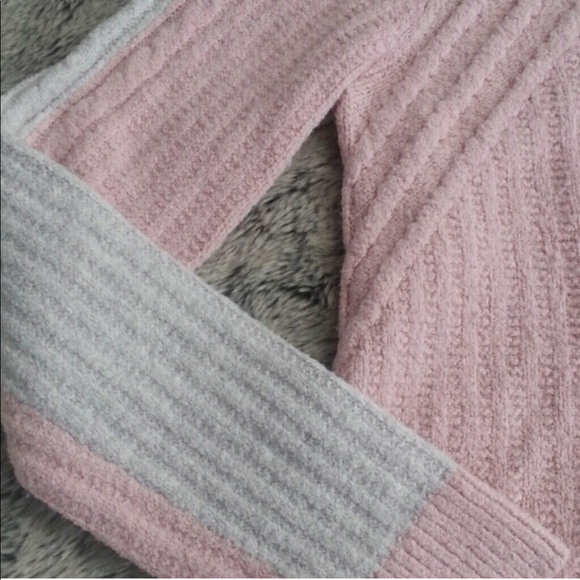 Loft Color block Pink Gray Sweater - Picture 6 of 8